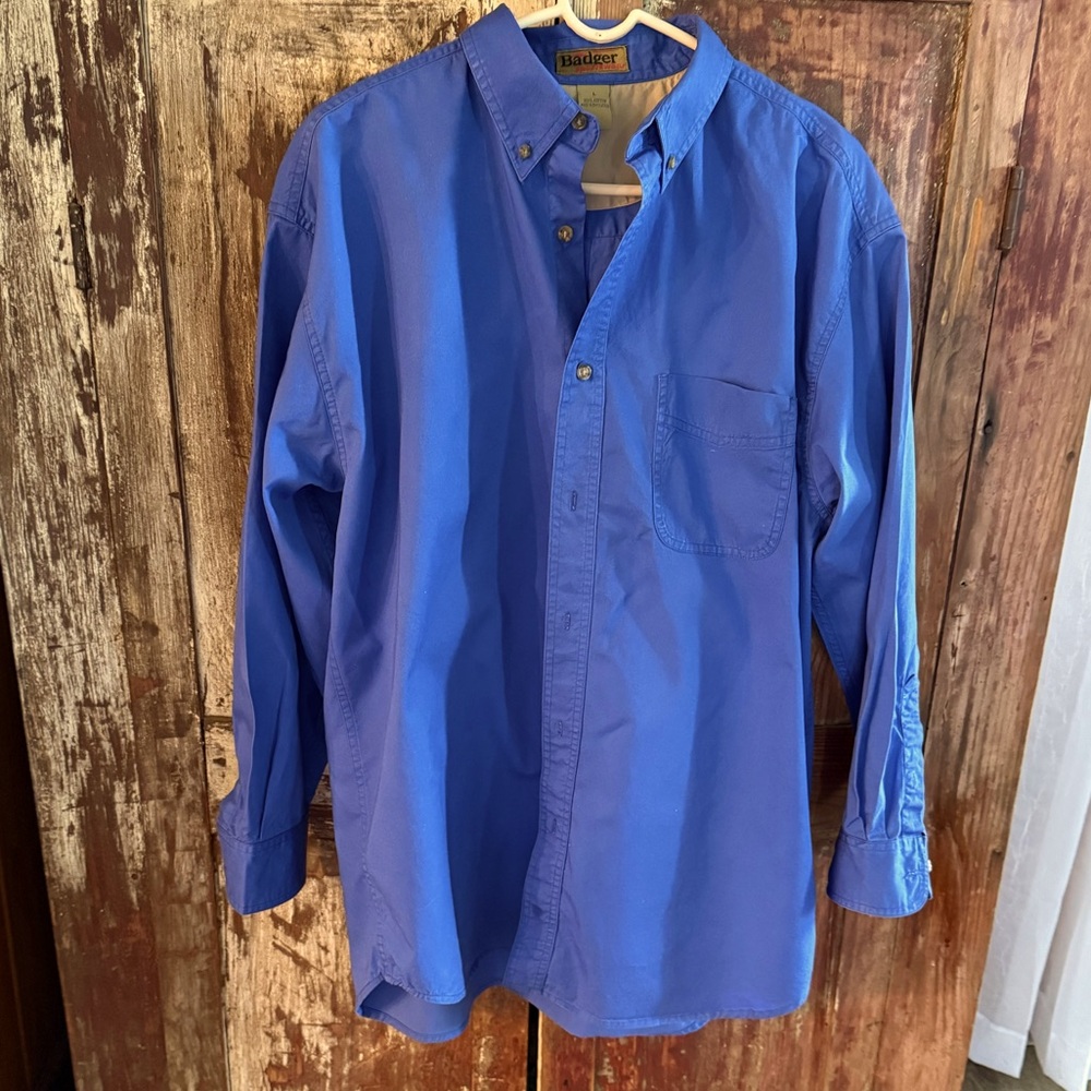 Badger Sportswear Men's Vibrant Blue Casual Button-down Shirt